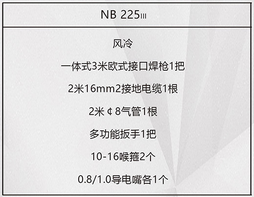 沪工NB 225???气保焊机标配附件